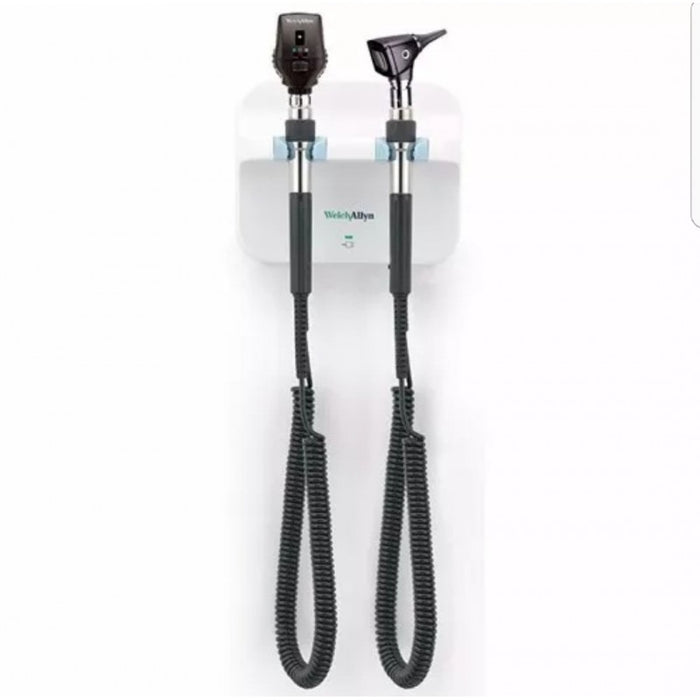 Equipo de órganos y sentidos modelo de pared green series Welch Allyn con encendido y apagado automático gran eficiencia de energía y cables en extendibles