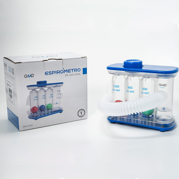 Espirómetro De Uso Dual - con flujo ajustable para realizar inhalación y exhalación es de fácil uso y limpieza