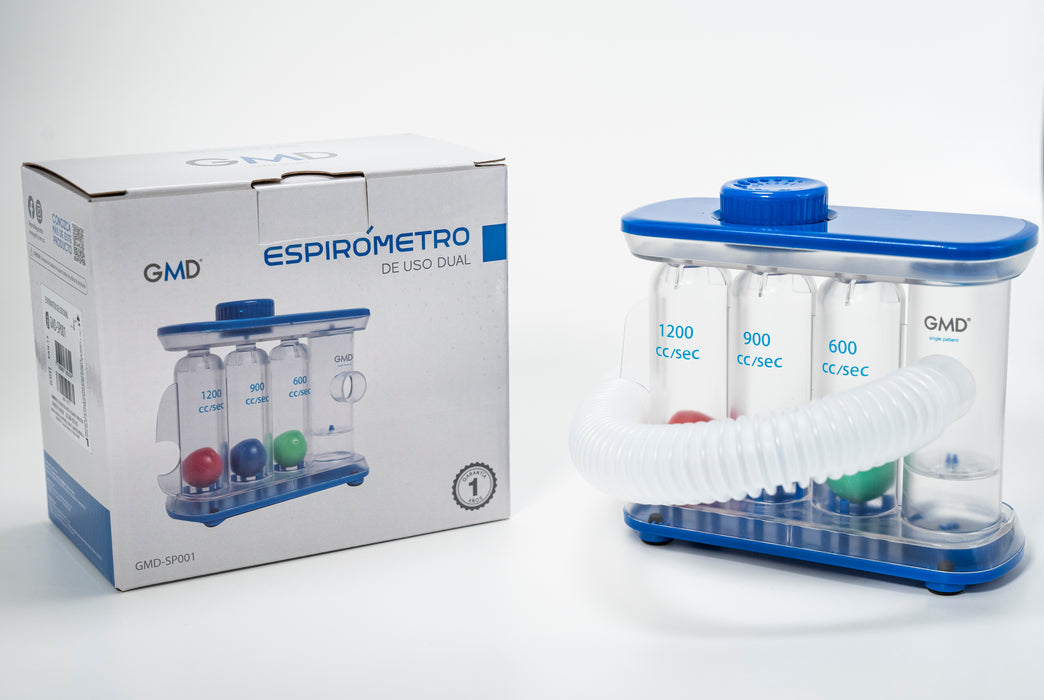 Espirómetro De Uso Dual - con flujo ajustable para realizar inhalación y exhalación es de fácil uso y limpieza
