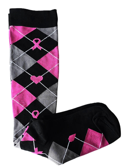 Medias talla S/M Modelo Rombos Fucsia, Negro y Gris