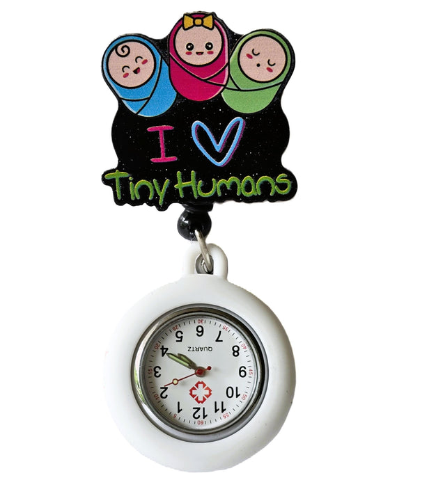 Reloj con Clip Blanco y Motivo de I Love Tiny Humans