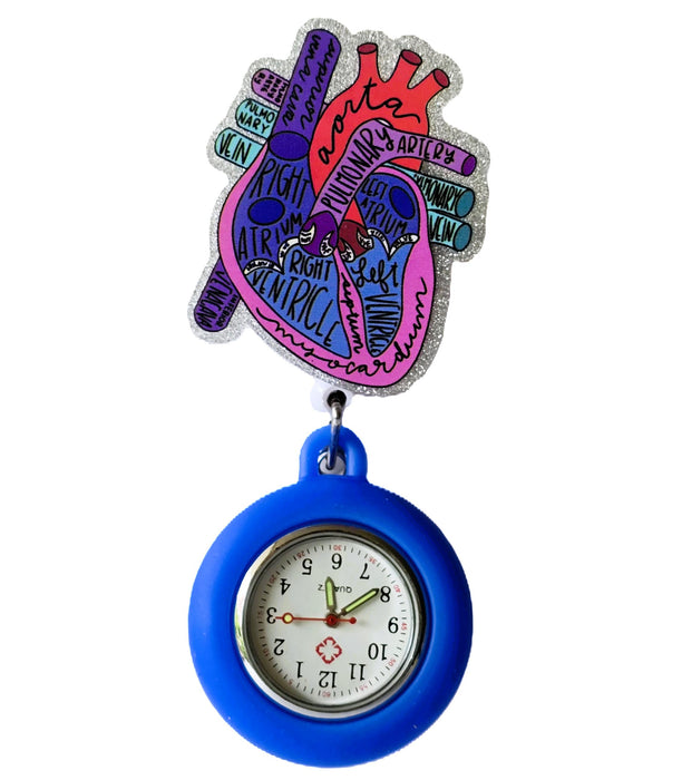 Reloj con Clip Azul y Motivo de Corazón