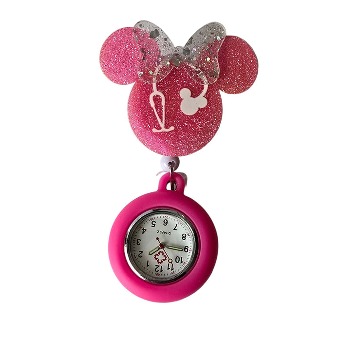 Reloj con Clip Fucsia y Motivo Minie