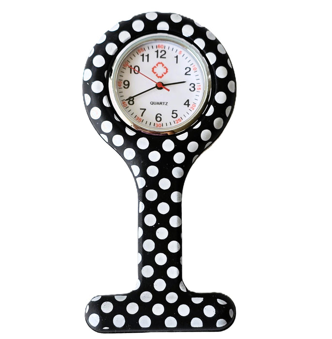 Reloj de Enfermería Negro con Puntos Blancos