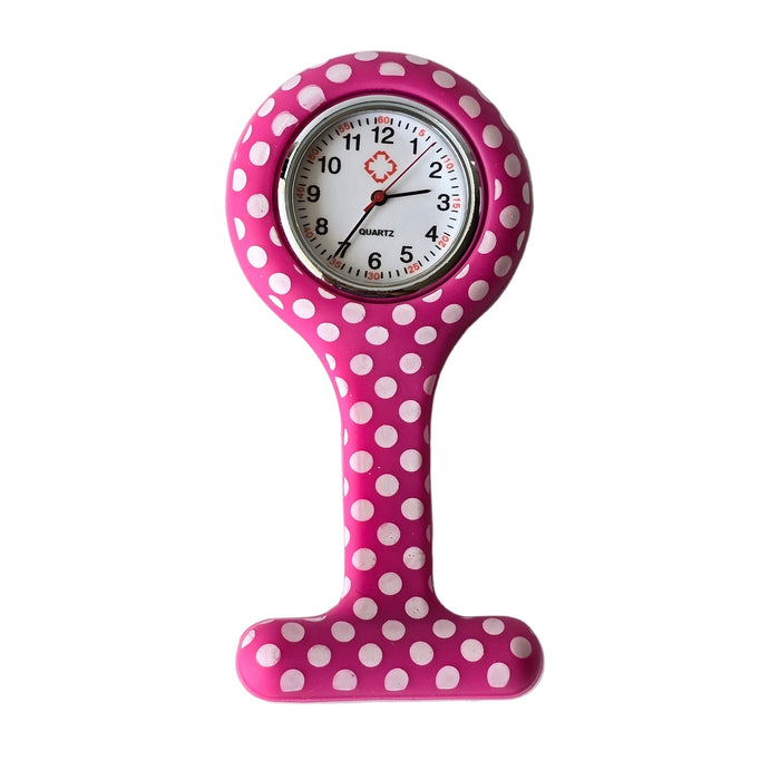 Reloj de Enfermería Color Rosa con Puntos Blancos