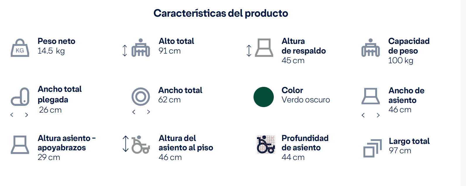 Silla de Ruedas Estándar en Acero con Rin Estrella