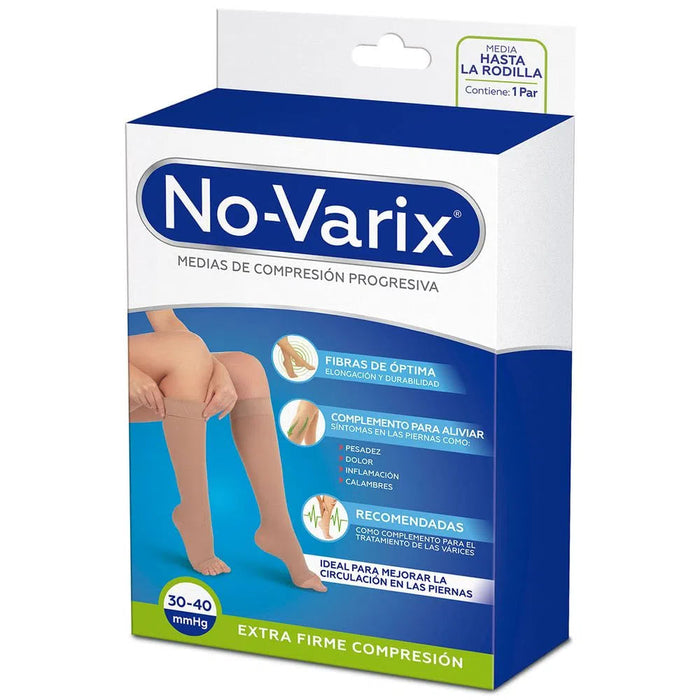 Calcetín NO-VARIX unisex 30-40 mmHg opaca puntera abierta